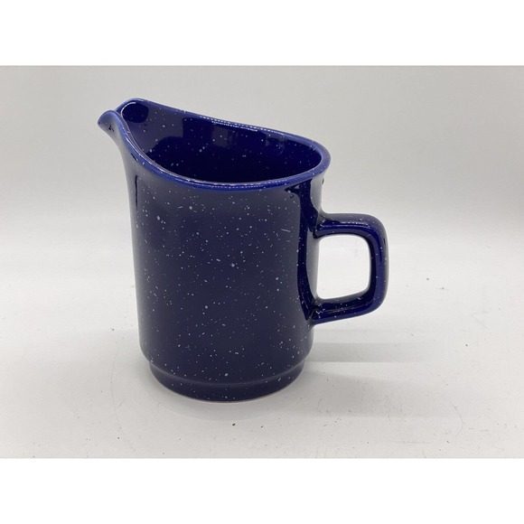 Vintage Japan Stoneware Speckled Cobalt Blue Creamer/ Pourer w/ Handle & Stamped - Picture 1 of 7
